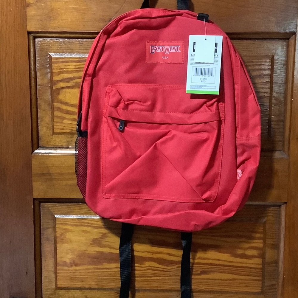 New red backpack